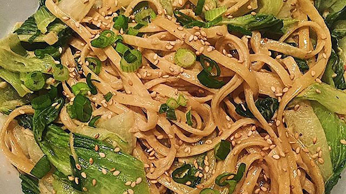 Kayla's Creamy Sesame Noodles w/ Garlicky Bok Choy